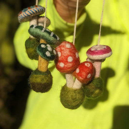 Felted Wool Mushroom Ornaments